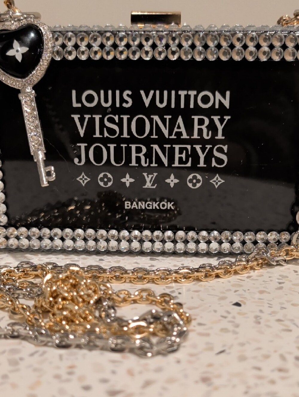 Upcycled Black 'Visionary Journeys' Crystal Box Clutch - Picture 5 of 11